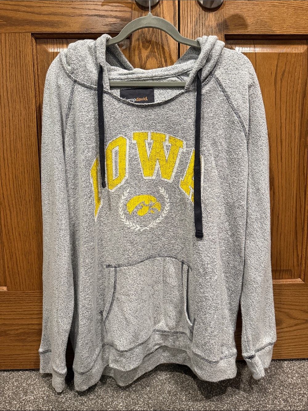 Campus David Gray 'IOWA' Pullover Hoodie with Yellow Logo